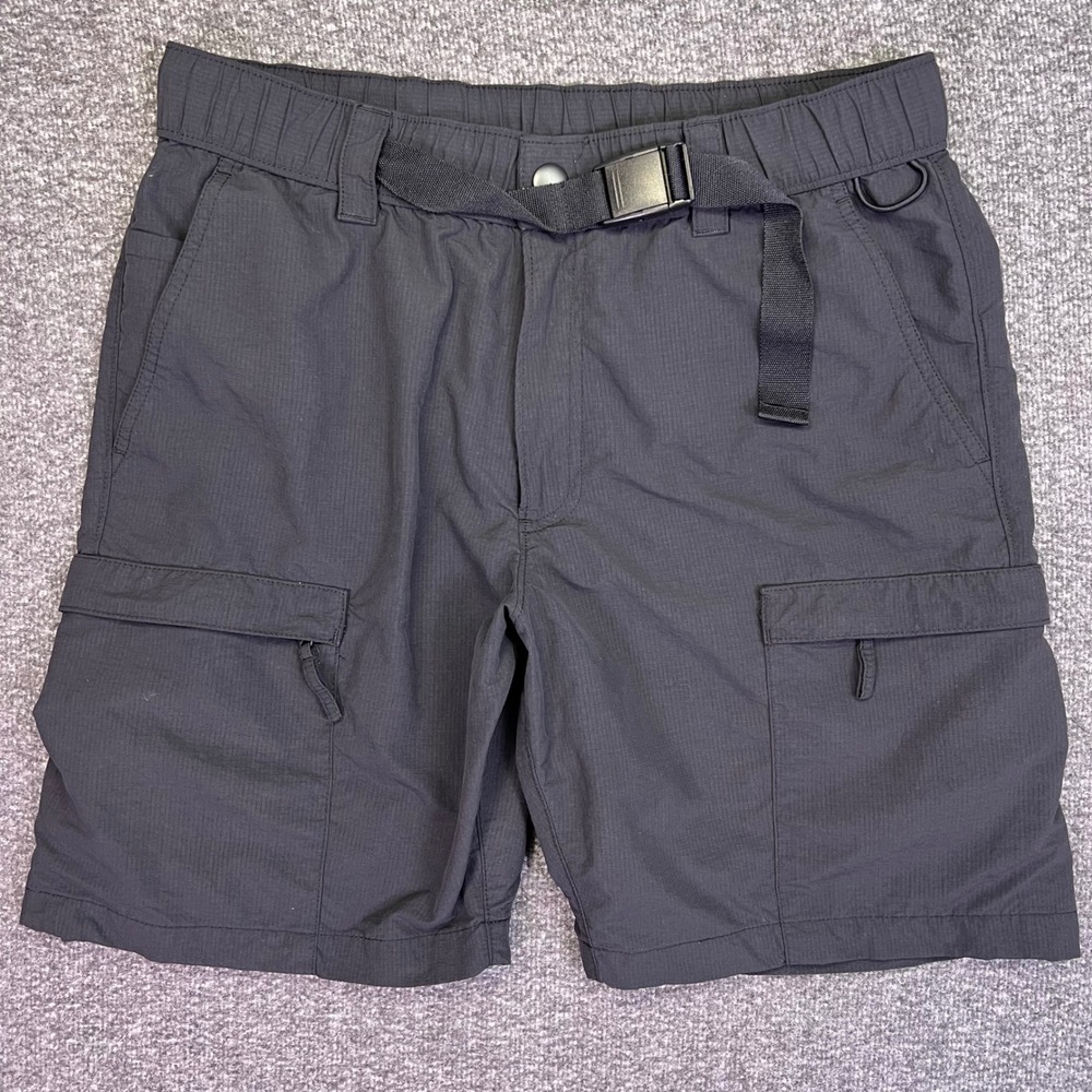 Sonoma Cargo Shorts Mens 30 Black Ripstop Hiking Outdoor Integrated Belt‎ Nylon